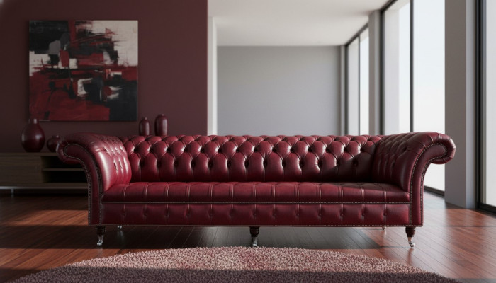 Modern Design Sofa 4 Sitzer Couch Luxus Klassische Leder Chesterfield Sofas