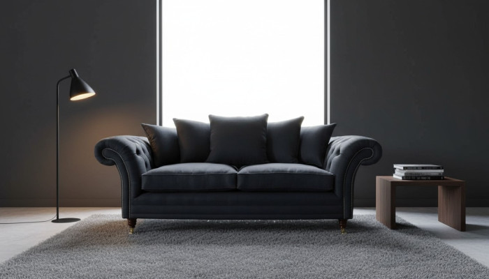 Sofa Textil Stoff 3 Sitzer Couch Designer Sitz Polster Schwarz xxl big
