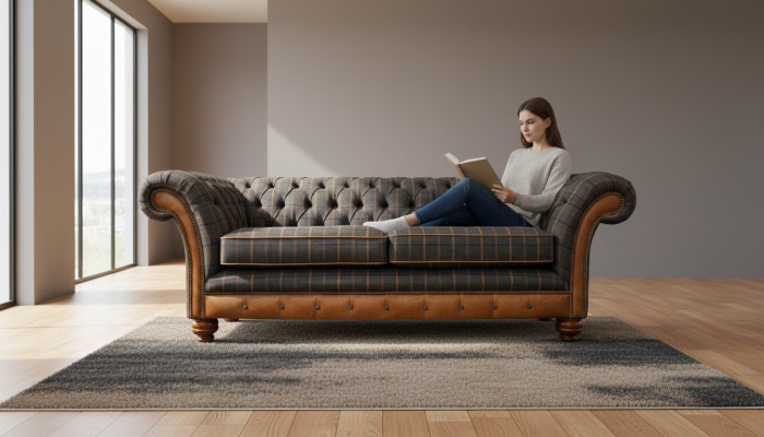Sofa 3 Sitzer Designer Sofa Couch Polster Braun Couchen Stoff Textil Neu