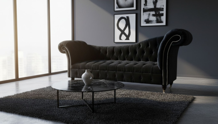 Sofa Luxus Textil Chesterfield Couch Polster 3 Sitzer Garnitur Blau Samt