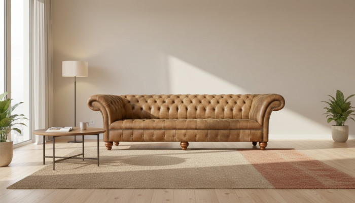 Sofa 4 Sitzer Chesterfield Polster Wohnzimmer Design Luxus Holz Neu