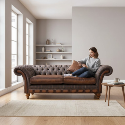 Wohnzimmer Modern Sofa 3 Sitzer Design Stil Möbel Chesterfield Sofas Grau Neu