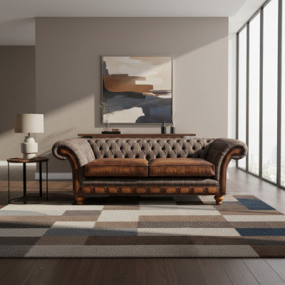 Wohnzimmer Modern Sofa 3 Sitzer Design Stil Möbel Chesterfield Sofas Grau Neu