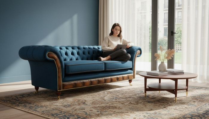 Design Dreisitzer Couch Polster Sofa Chesterfield Zimmer Möbel Sitz