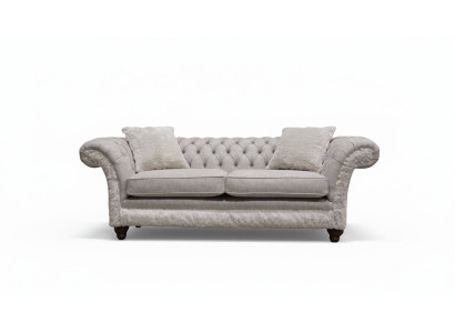 Modern Dreisitzer Design Polster Sitz Textil Sofa 3 Sitzer Wohnzimmersofa Chesterfield Beige