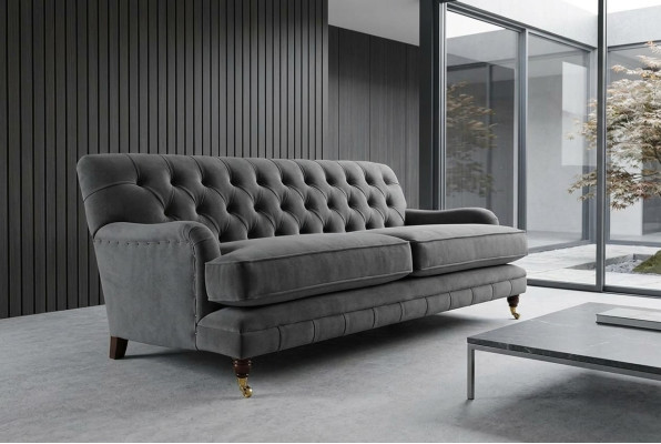 Designer Sofa 3 Sitzer Modern Couch Polster Grau Sofas Designsofa