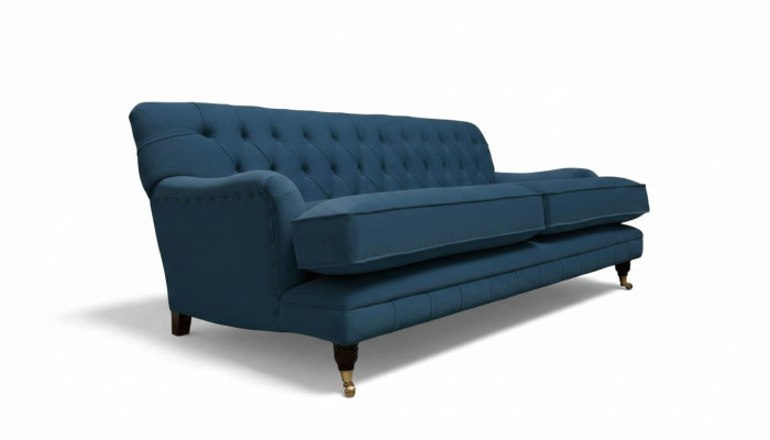 Dreisitzer Couch Polster Design Sofa Blau Sitz Sofas Möbel Chesterfield