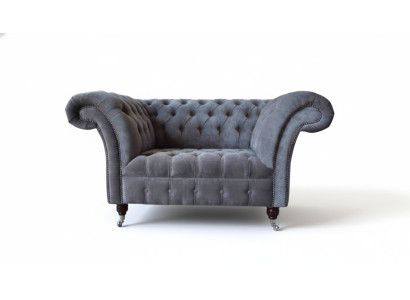 Chesterfield Sofa 1.5 Sitzer Couch Polster Design Sofas Sitz Polster Grau