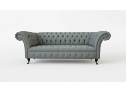 Sofa 3 Sitzer Couch Stoff Modern Luxus Grau Chesterfield Dreisitzer Neu