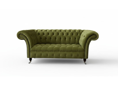 Sofa 2 Sitzer Couch Polster Sofa Stoff Chesterfield Couchen Grün Neu