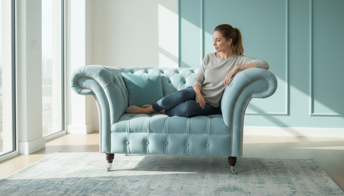 Chesterfield Sessel Türkis Polster Sofa 1 Sitzer Design Polster Neu