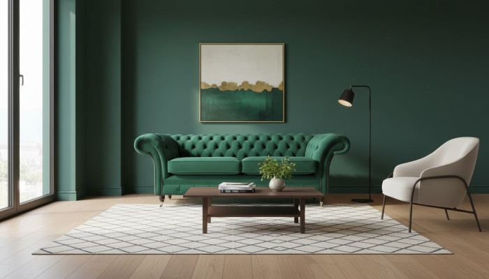 Sofa 3 Sitzer Grün Sofas Stil Luxus Wohnzimmer Design Chesterfield Neu