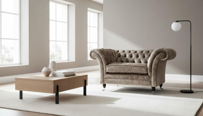 Design Chesterfield Sessel 1 Sitzer Couch Polster Luxus Textil Sofas