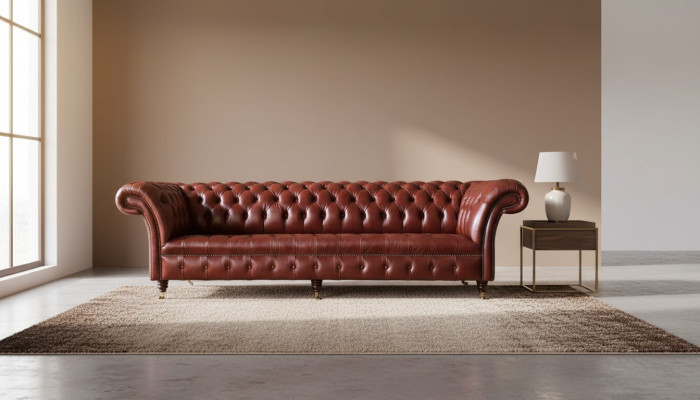 Ledersofa Sofa 4 Sitzer Sofas Design Chesterfield Leder Couch Möbel 245cm