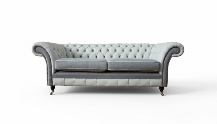 Sofa 3 Sitz Leder Möbel Sofas Stoff Grau Couch Polster Dreisitzer Neu