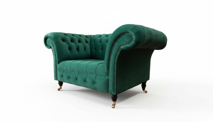 Grau Chesterfield Design Sofa Sessel Ohrensessel Polster Luxus Textil