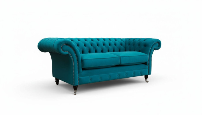 Chesterfield 2 Sitzer Couch Polster Sitz Textil Stoff Couchen Sofa Neu