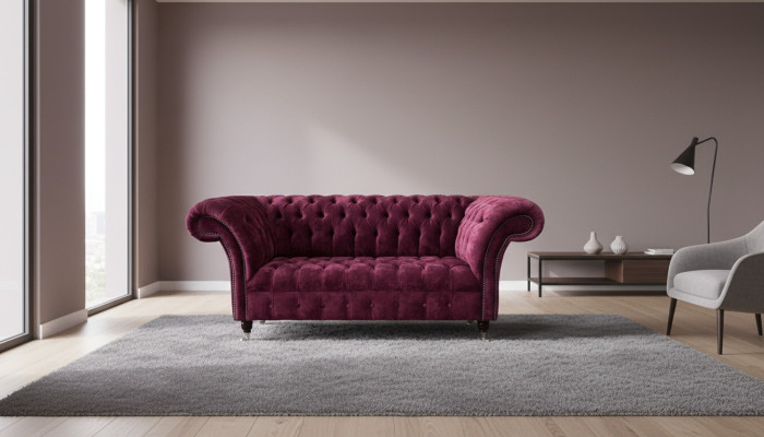 Sofa Luxus Textil Chesterfield Couch Sofas Polster 2 Sitzer Rosa Design
