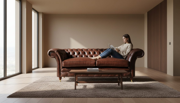 Sofa 3 Sitzer Couch Polster Sofas Couchen Wohnzimmer Chesterfield Leder