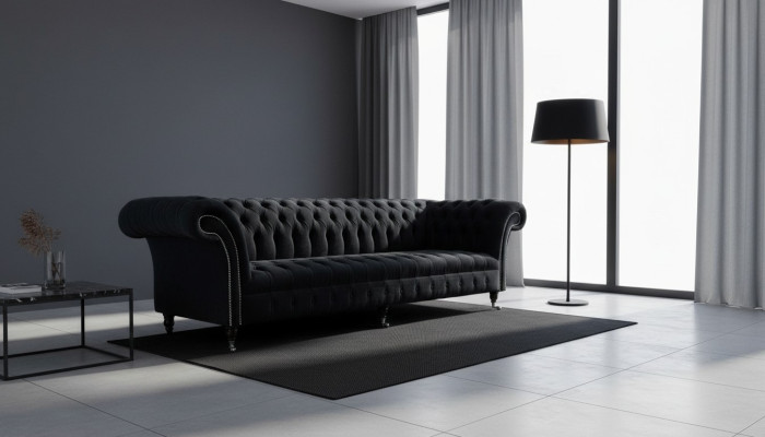 Sofa 4 Sitzer Chesterfield Polster Wohnzimmer Design Luxus Holz Neu