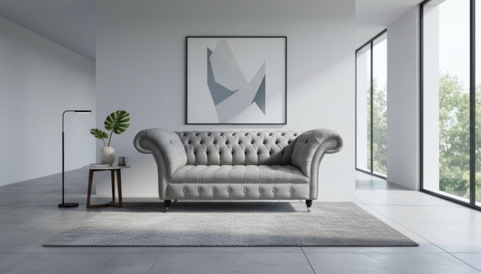 Chesterfield Zweisitzer Couch Polster Sofa Textil Couchen Stoff Luxus