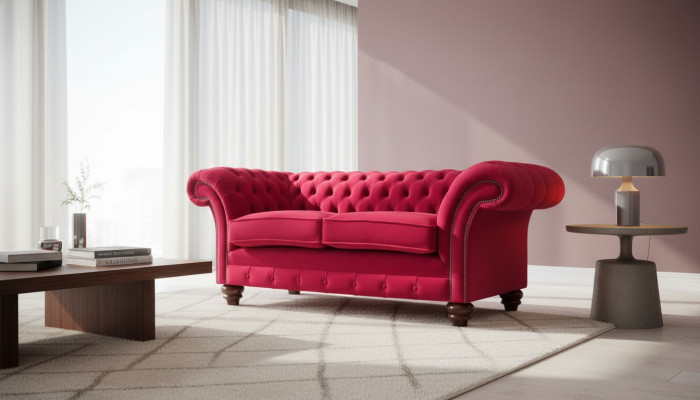 Design Modern Textil Sofa 2 Sitzer Couch Polster Luxus Sofas Chesterfield