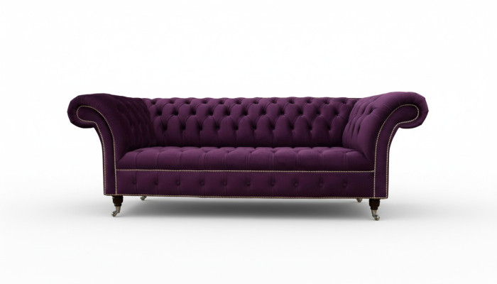 Lila Chesterfield Sofa 3 Sitzer Chesterfield Designer Couch Textil Stoff