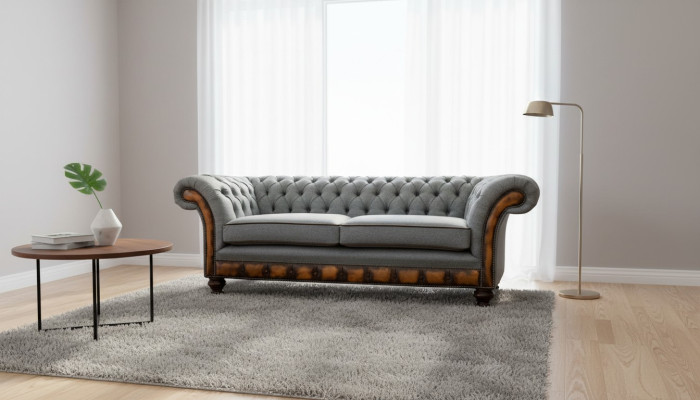 Luxus Dreisitzer Moderne Couch Möbel Grau Sofas Stoff Textil Polster