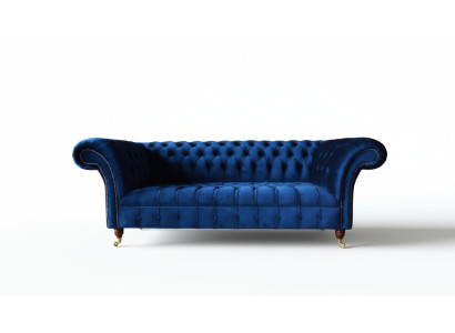 Blaue Chesterfield Dreisitzer Sofa 3 Sitzer Sofas Luxus Textil Couchen