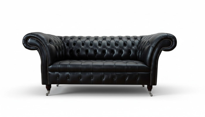 Dreisitzer Luxus Sofa 3 Sitzer Sofas Sitzer Leder Schwarz Chesterfield