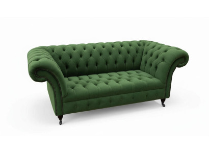 Chesterfield Büro Sitzmöbel Einrichtung Sofa Couch 2 Sitz Textil Grün