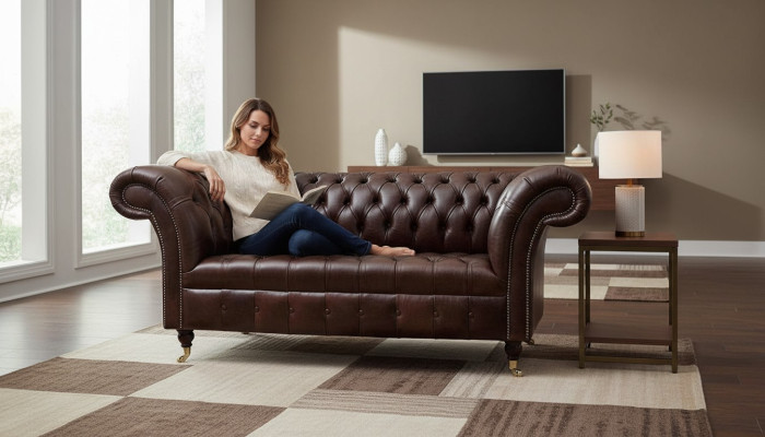 Sofa Couch Chesterfield Polster Sofas 2 Sitzer Leder Textil Lounge Neu
