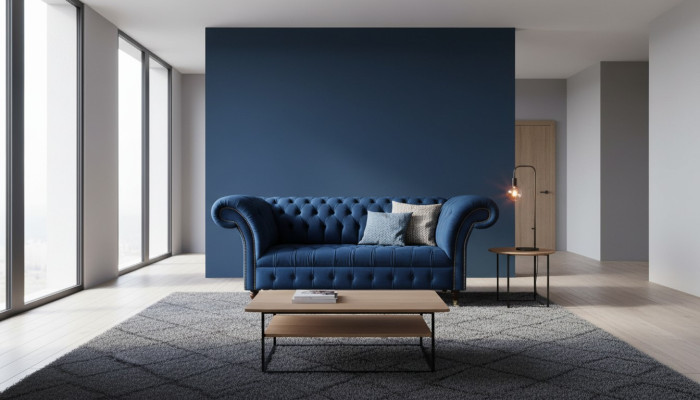 Englische Chesterfield Büro Sitzmöbel Einrichtung Sofa Couch 2 Sitz Royalblau