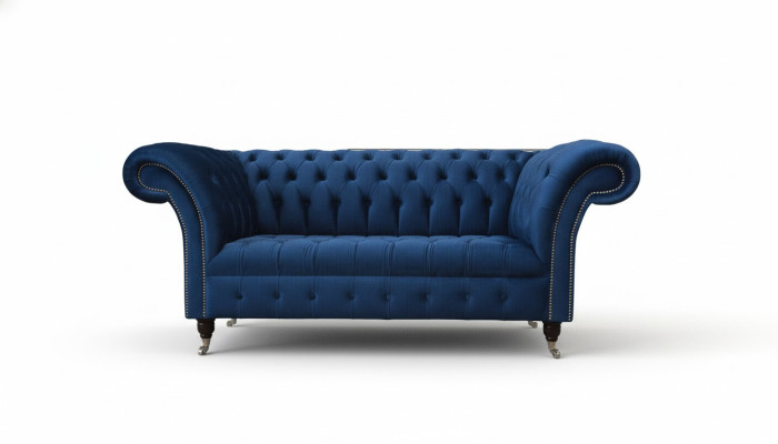 Englische Chesterfield Büro Sitzmöbel Einrichtung Sofa Couch 2 Sitz Royalblau