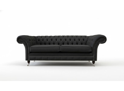 Wohnzimmer Sofa Chesterfield Couch Dreisitzer Design Schwarz Möbel Neu