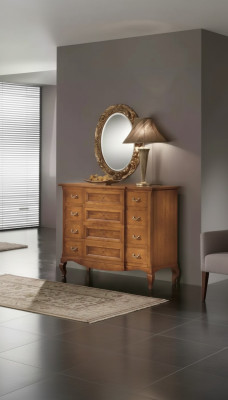 Schlafzimmer Kommode mit Spiegel Luxus Modern Möbel Set 2tlg Holz Neu