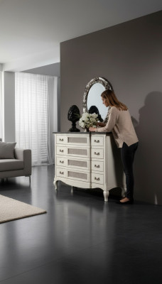 Holz Italienische Möbel Design Möbel Stil 2tlg Kommode mit Spiegel Neu