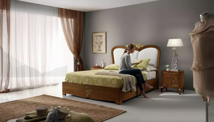 Schlafzimmer Set Bett + 2x Nachttische Betten Italienische Möbel 3tlg.