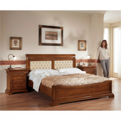 Schlafzimmer Komplett Bett 2x Nachttische Set Luxus Möbel 3tlg. Braun