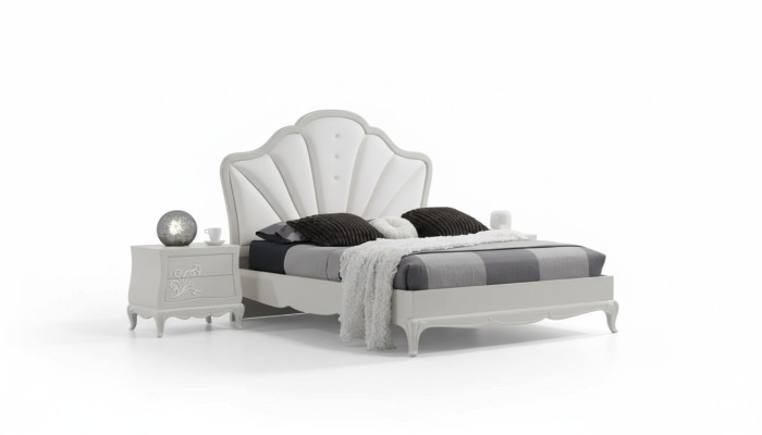Schlafzimmer 3 tlg. Set Bett 2x Nachttische Modern Design Grau Betten