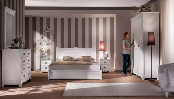 Modern Schlafzimmer Bett 2x Nachttische Kommode Schrank Set