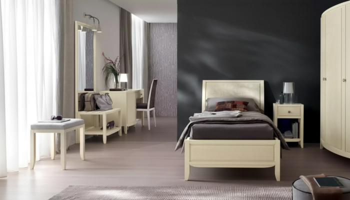 Luxus Komplett Schlafzimmer Set Beige Schreibtisch Bett Nachttisch Neu