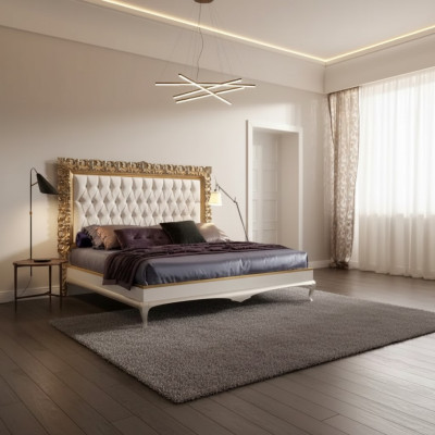 Bett Luxus Bettrahmen Holz Schlafzimmer Doppel Italienische Möbel Neu