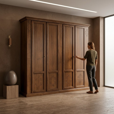 Schlafzimmer Schrank Kleiderschrank Schränke Holzschrank Design Braun
