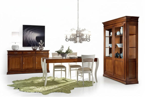 Esszimmer Set Garnitur Tisch Sideboard Vitrine Gruppe Essgarnitur 3tlg. Neu