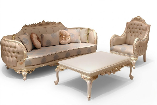 Exklusives Gemütlich Wohnzimmer 3 Sitzer Sofa Modern 2x Sessel Design