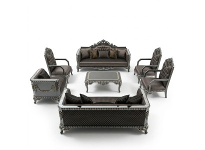Luxus Wohnzimmer Sofagarnitur Möbel 3+3+1+1 2x Sofa 2x Sessel Braun Neu