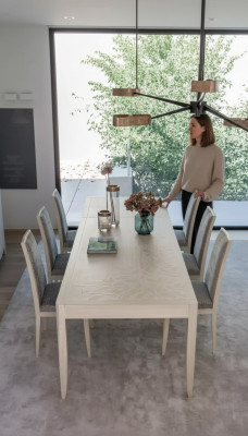 Stuhl Gruppe Garnitur Tisch 6x Stühle Esszimmer Design Holz Essgruppe 7tlg