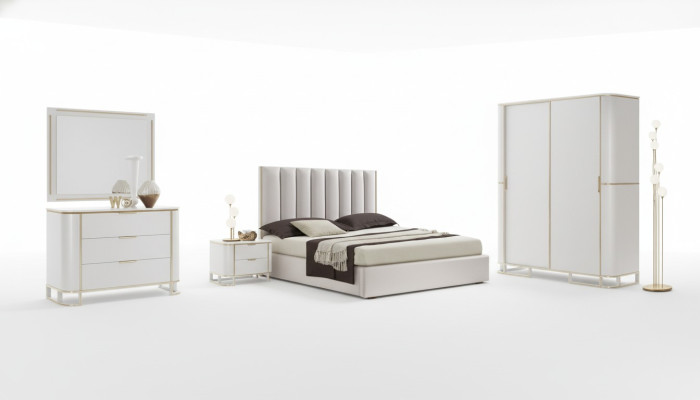 Bett 2x Nachttische Kommode 6tlg.Schlafzimmer Set Design Luxus neu