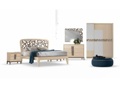 Schlafzimmer Set Bett 2x Nachttische Kleiderschrank Design Luxus neu 6tlg